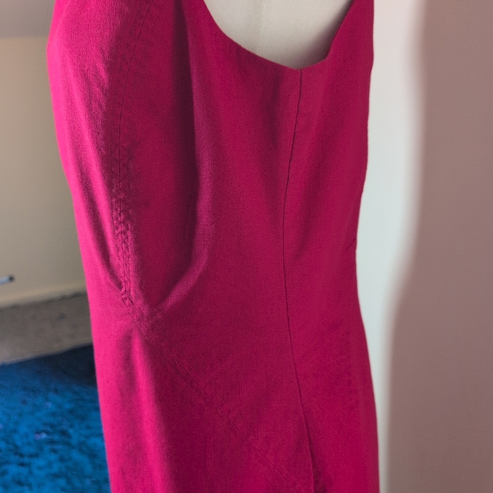 J. G. Hook Women's Sheath Dress 10 Red Linen/Cotton Lined Knee Length Classic - Picture 4 of 12